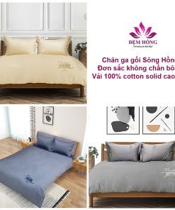 Địa chỉ bán vỏ chăn ga gối đơn sắc Sông Hồng không chần 100% cotton
