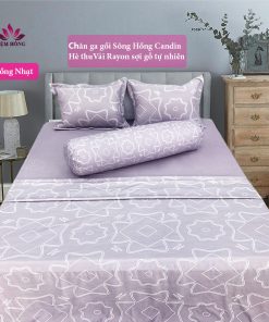 Mẫu chăn ga gối hè thu Sông Hồng vải Rayon sợi gỗ - Họa tiết hồng nhạt