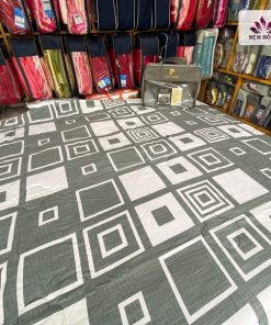 Chăn hè thu Sông Hồng vải Rayon sợi gỗ - họa tiết ghi trắng