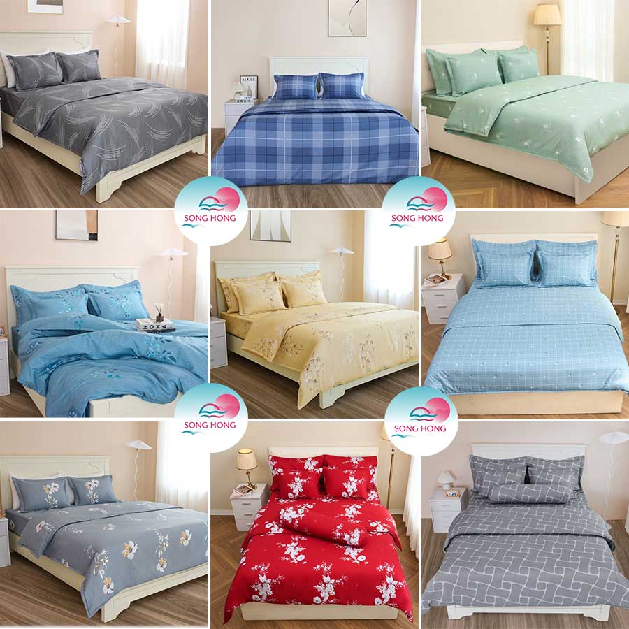 11 mẫu chăn ga gối Sông Hồng Basic 100% cotton 2024 - 2025